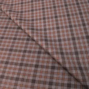 2.5 YDS Gray and Brown Check Tartan Windowpane Superfine Wool Loro Piana Fabric