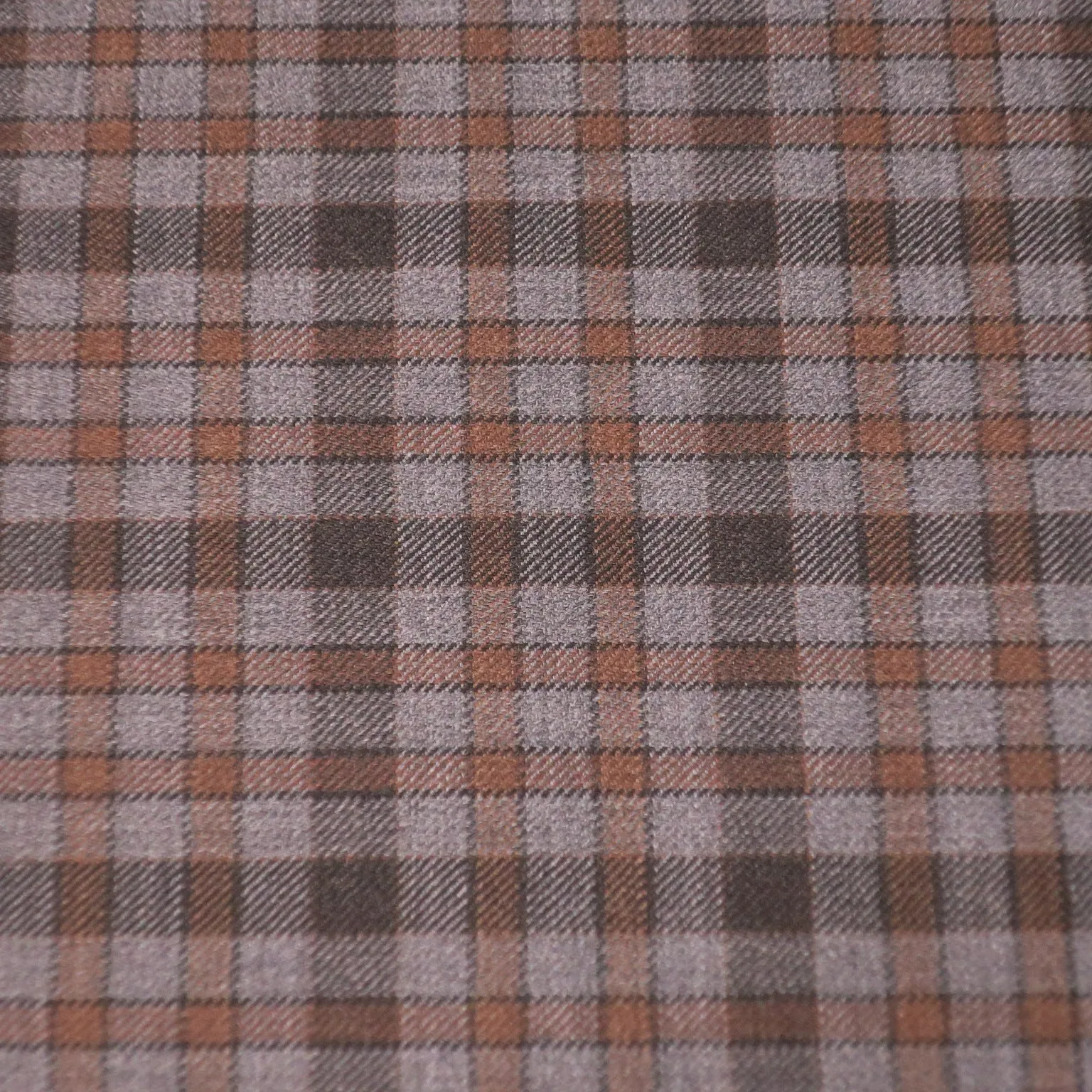 2.5 YDS Gray and Brown Check Tartan Windowpane Superfine Wool Loro Piana Fabric