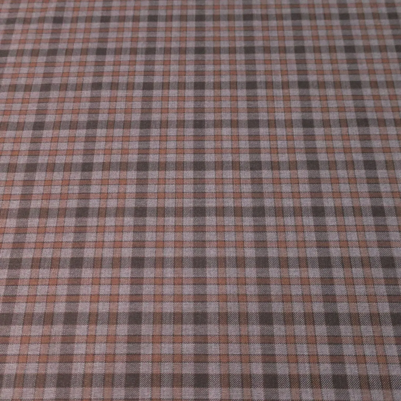 2.5 YDS Gray and Brown Check Tartan Windowpane Superfine Wool Loro Piana Fabric