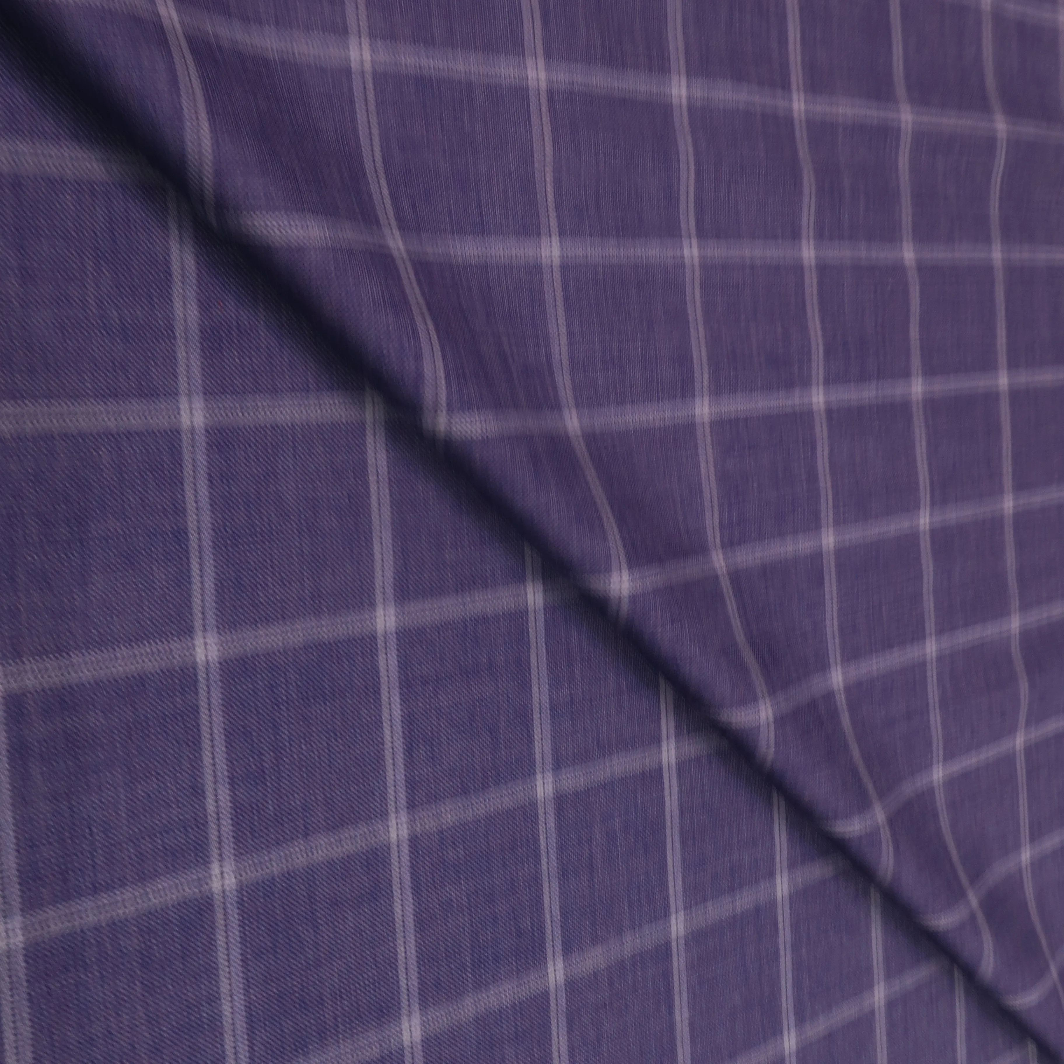 3 YDS Ship Cove Blue with Light Blue Windowpane Superfine Wool Loro Piana Fabric