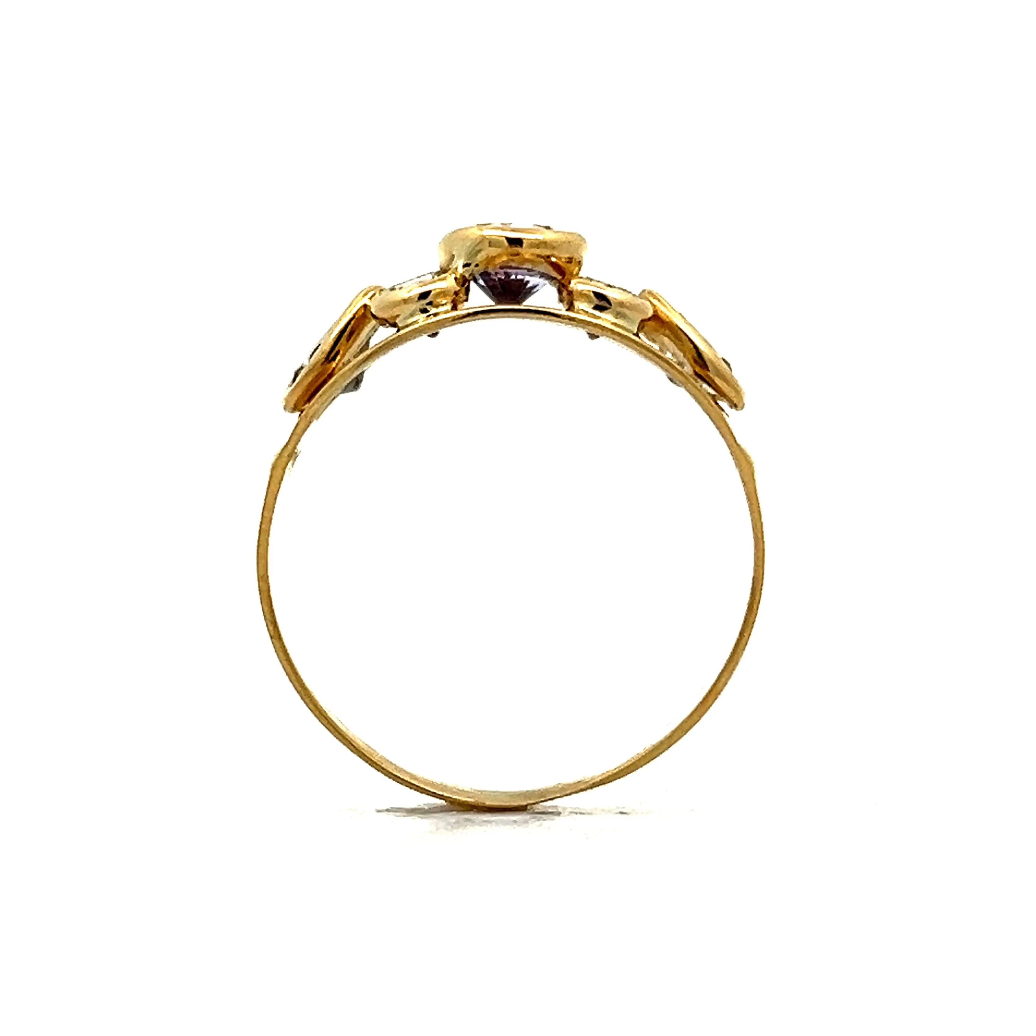 Amethyst & Diamond Cocktail Ring in Yellow Gold