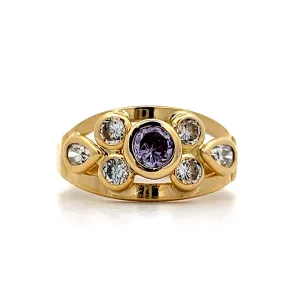 Amethyst & Diamond Cocktail Ring in Yellow Gold