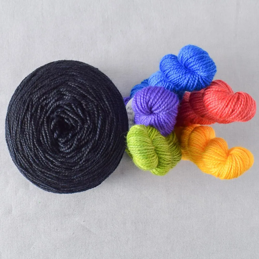 Blackbird with Squash Blossom, Coral, Zing, Gentian, and Curiouser and Curiouser - Leftie Set