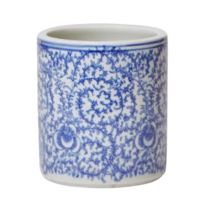 Blue and White Scrolling Peony Porcelain Cachepot