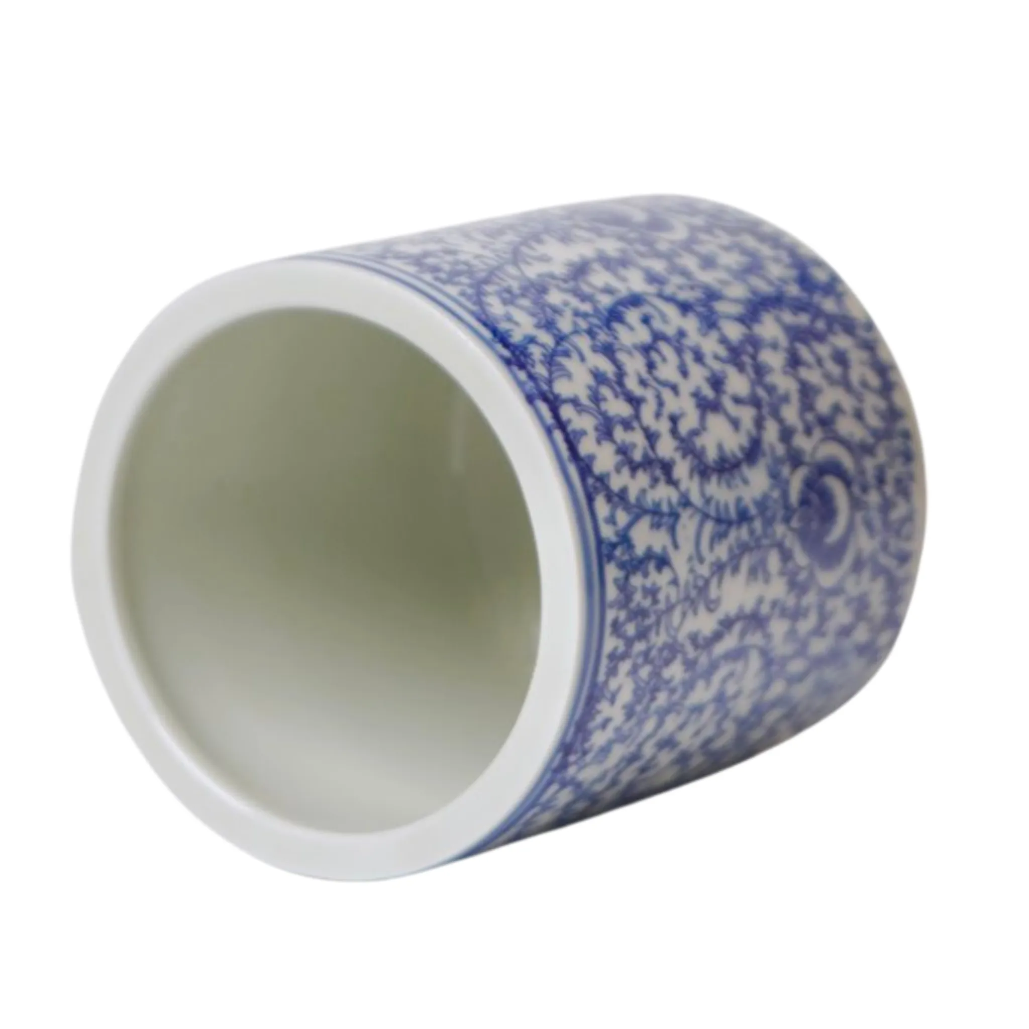 Blue and White Scrolling Peony Porcelain Cachepot