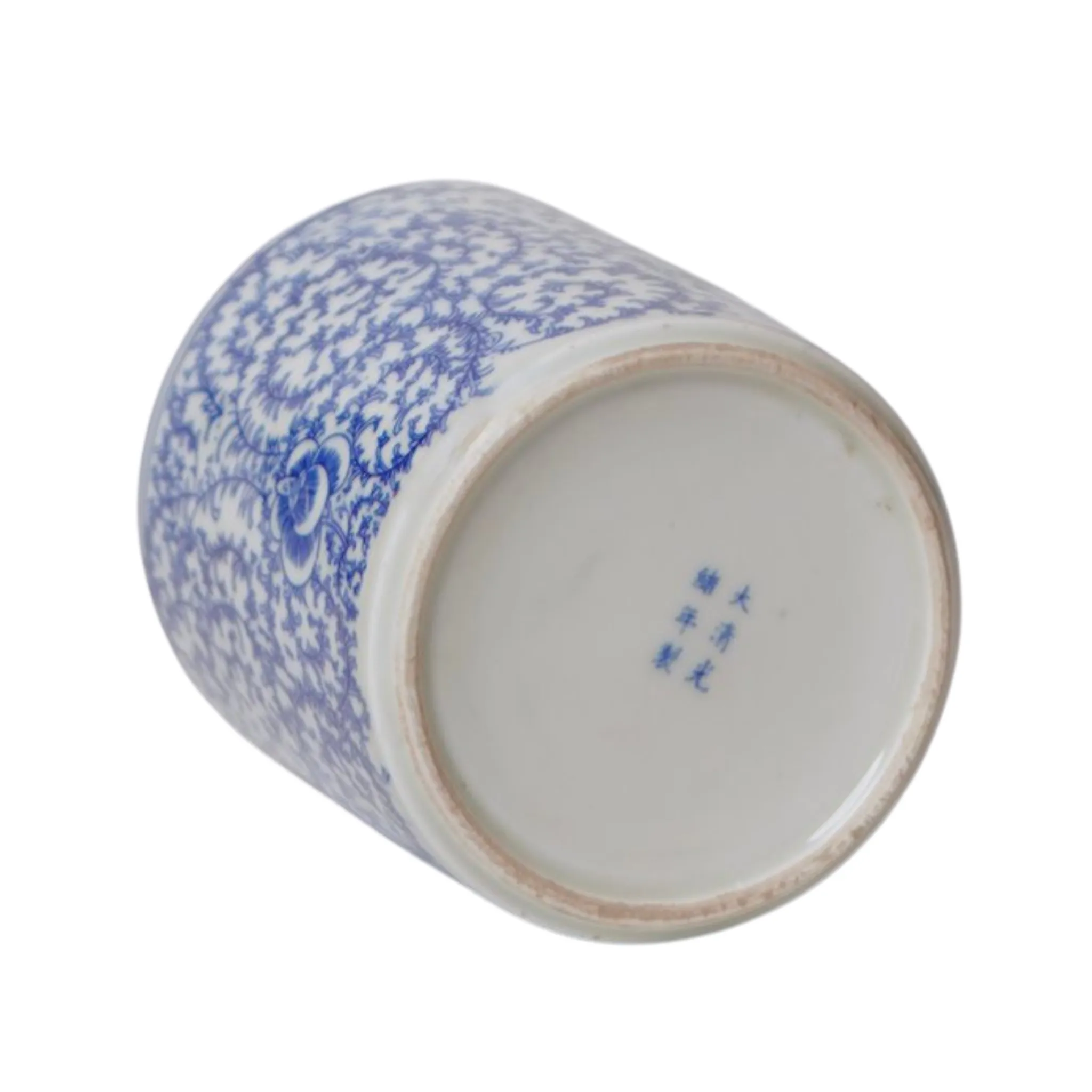 Blue and White Scrolling Peony Porcelain Cachepot