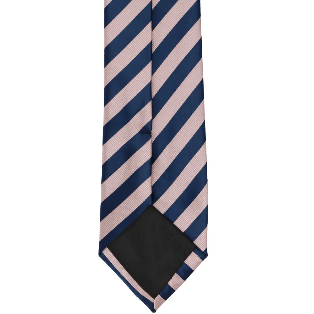 Blush Pink and Navy Blue Formal Striped Tie