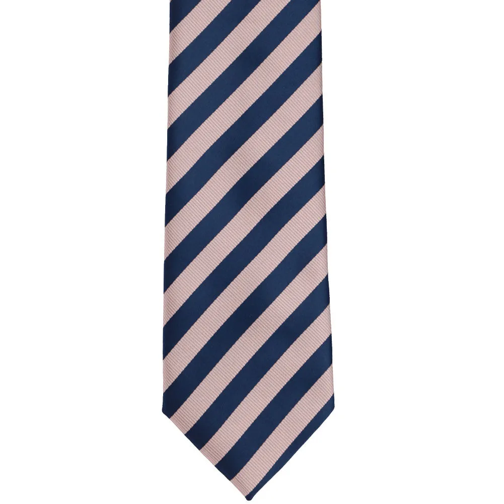 Blush Pink and Navy Blue Formal Striped Tie