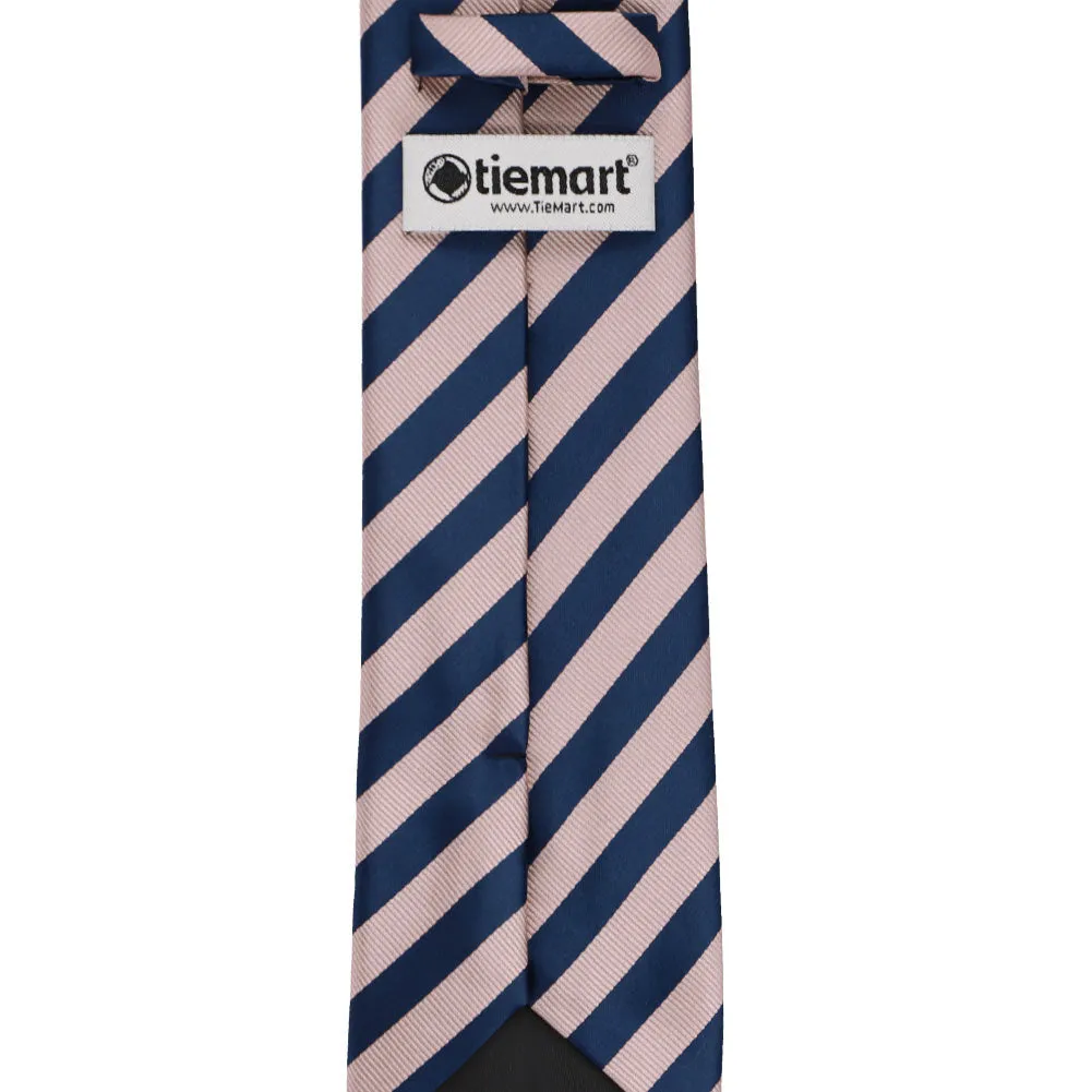 Blush Pink and Navy Blue Formal Striped Tie