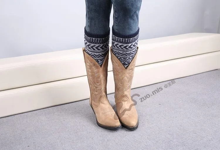 Boot cuff thick short-sleeved thick thick bamboo knit wool yarn socks - 4
