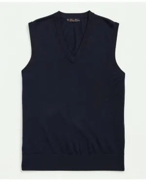 Brooks Brothers Men's Fine Merino Wool Sweater Vest Navy