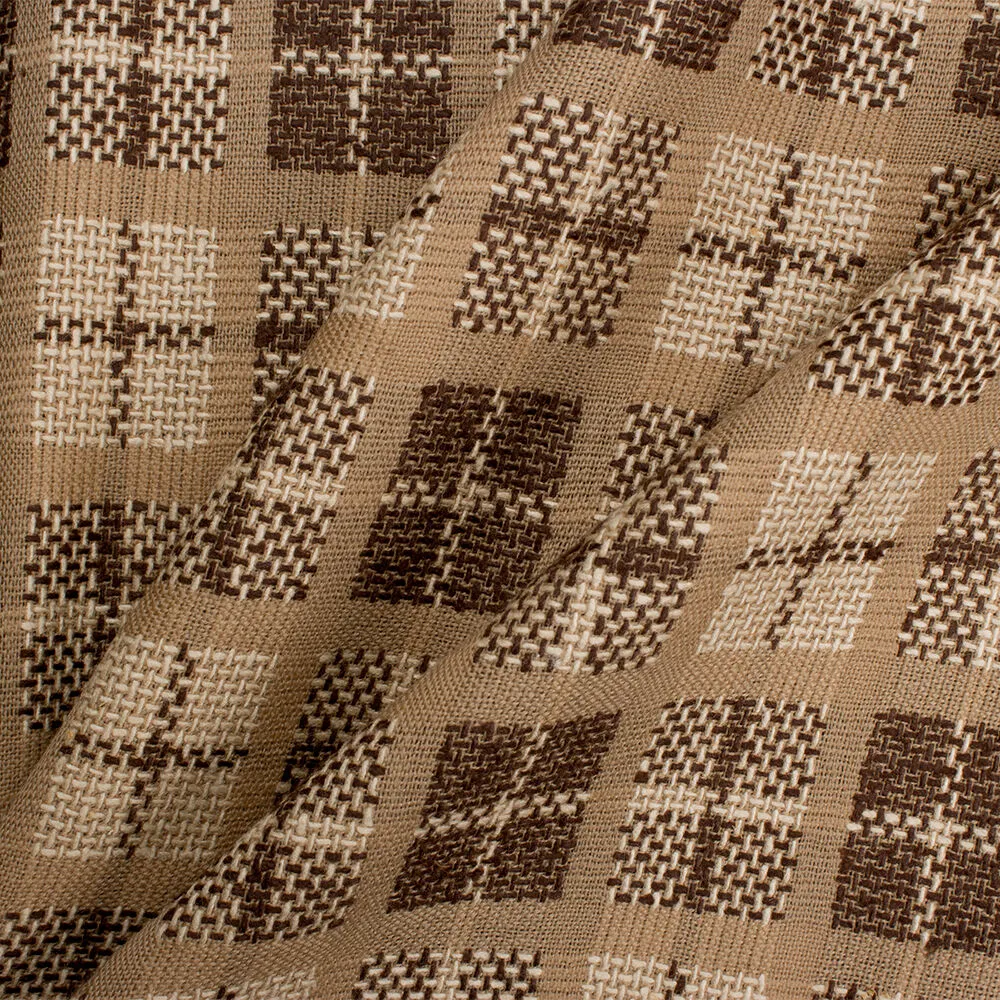 Brown, Beige & Cream Check Wool