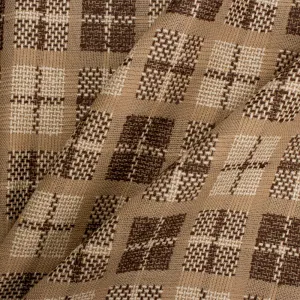 Brown, Beige & Cream Check Wool