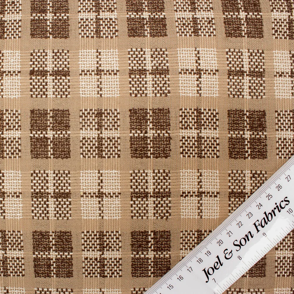 Brown, Beige & Cream Check Wool