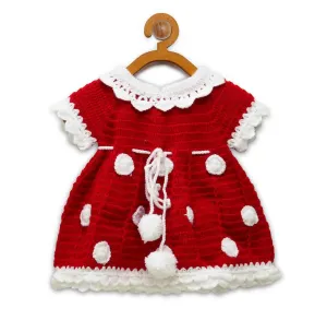 ChutPut Hand knitted Crochet Santa Dress For Baby Girls - Red