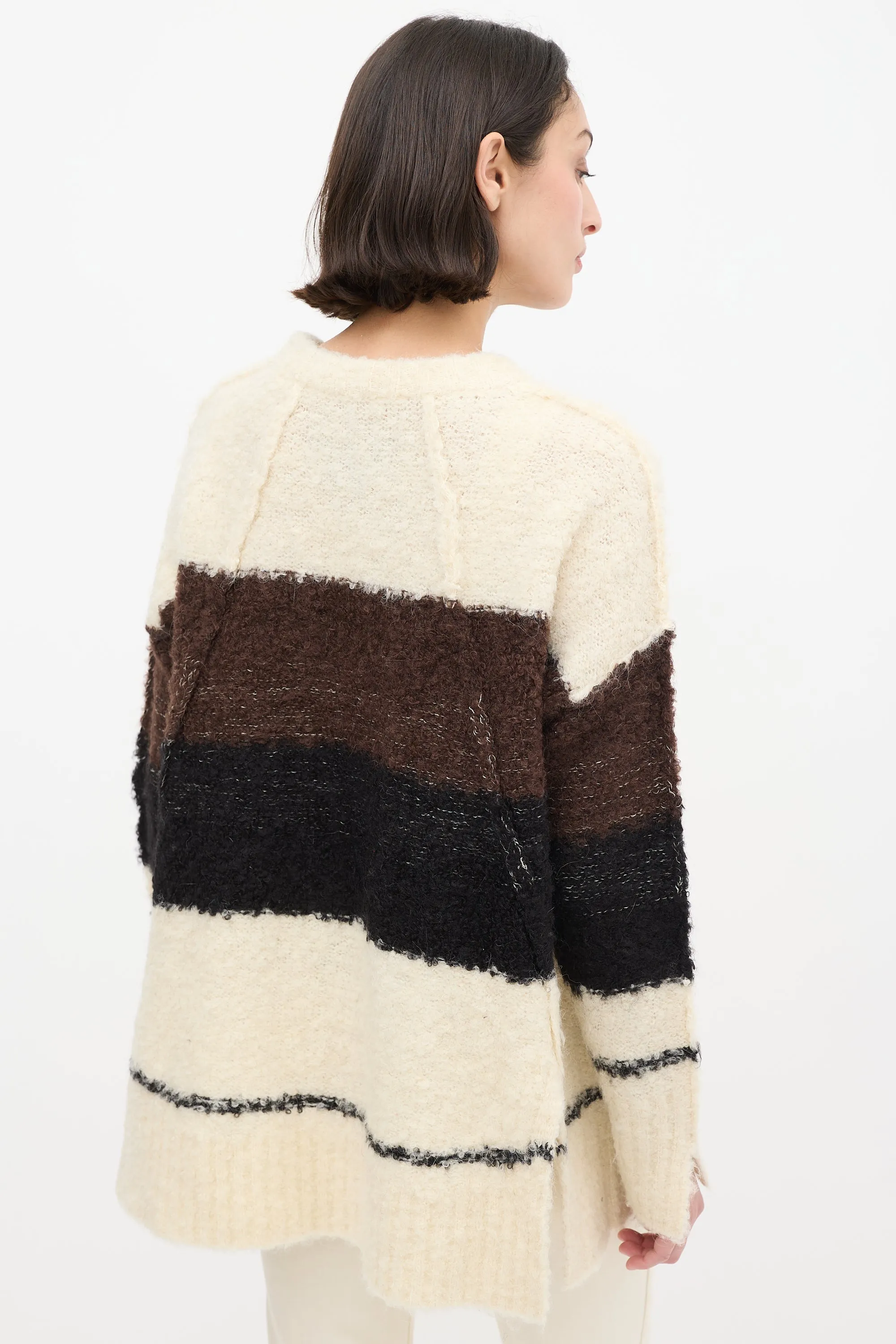 Cream & Multi Wool Knit Colourblock Sweater