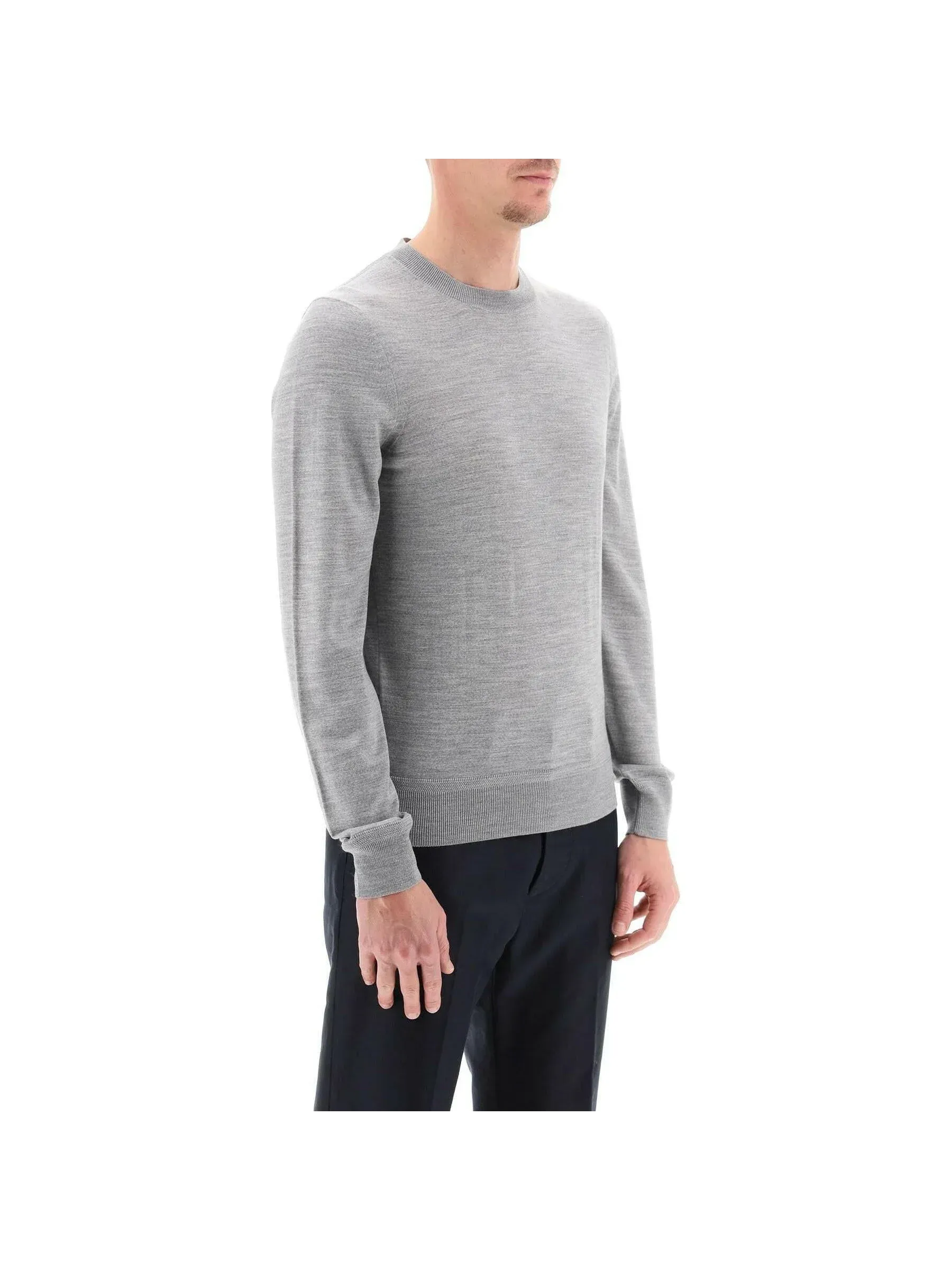 Crewneck Ribbed Wool Sweater