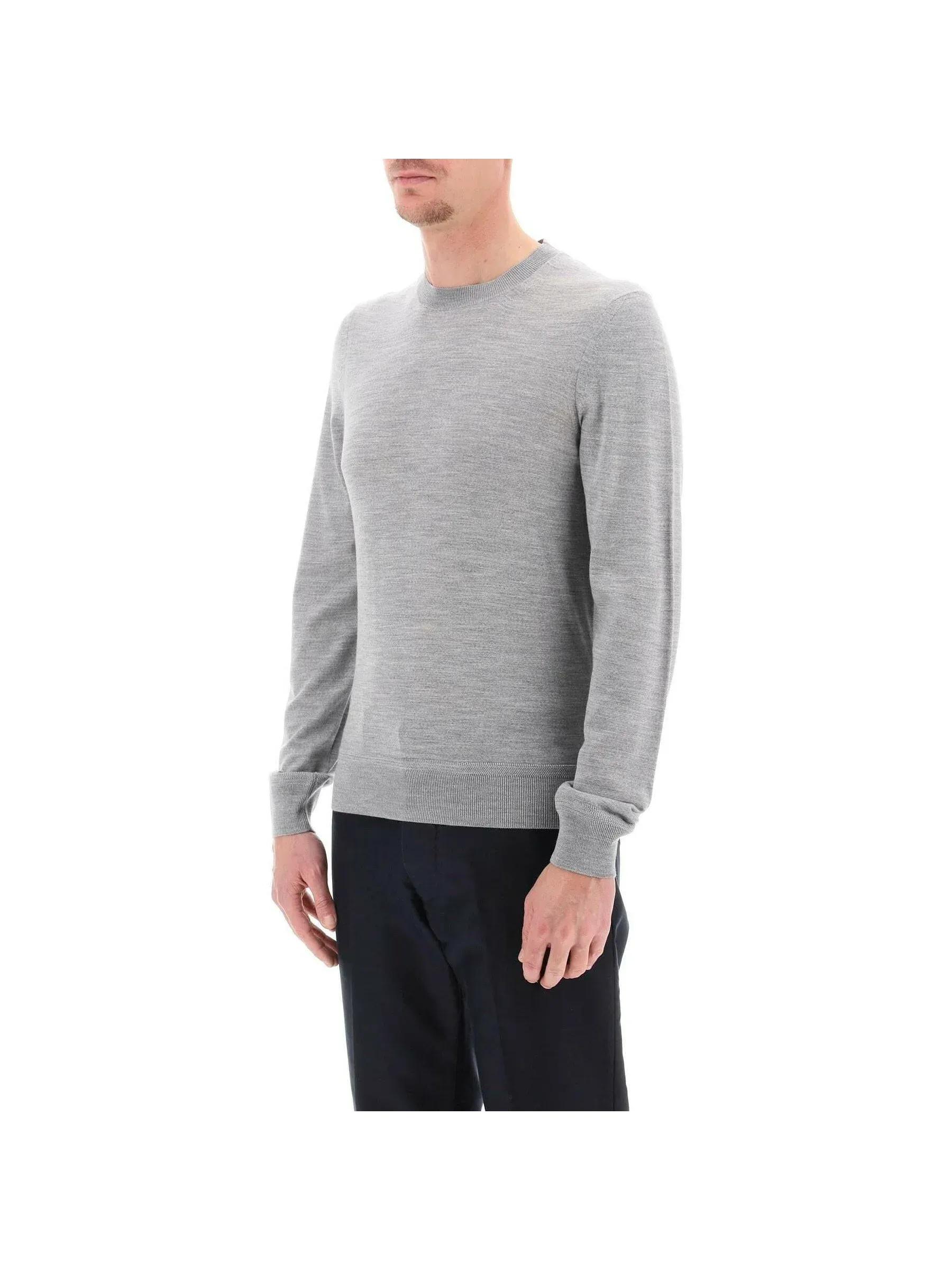 Crewneck Ribbed Wool Sweater