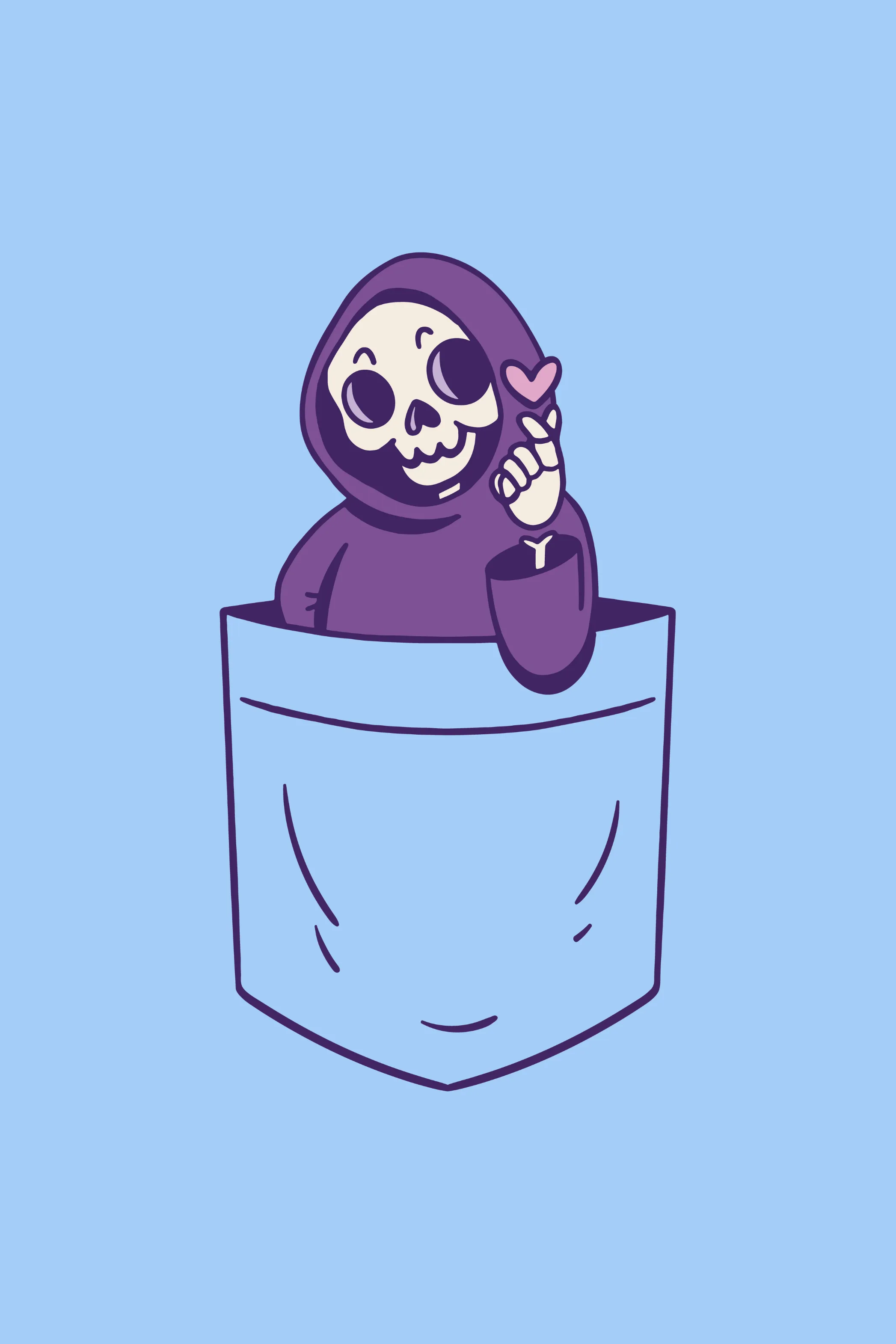 Cute Pocket Grim Reaper Printed Oversized T-shirt for women