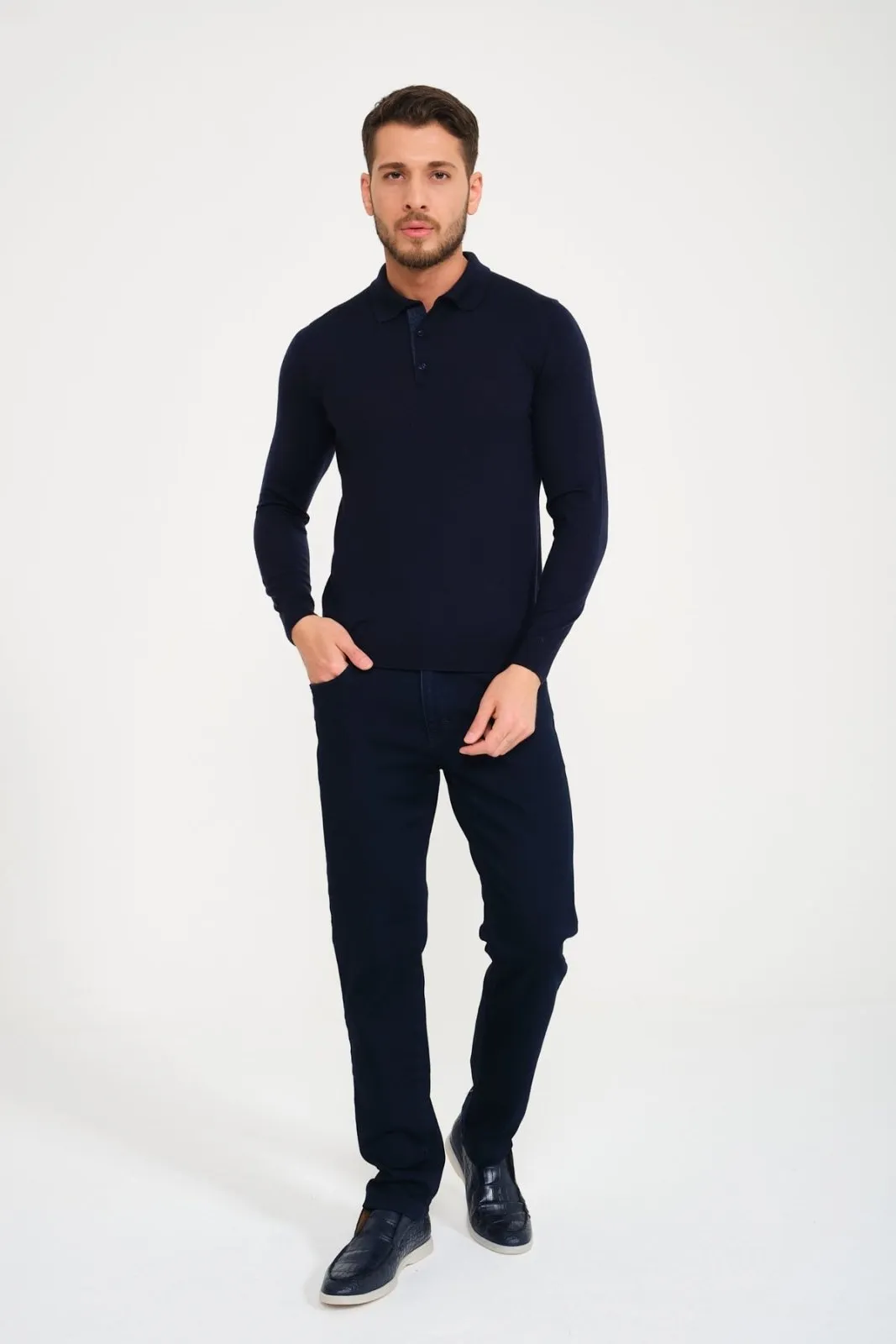 Dark Blue Polo Wool Shirt