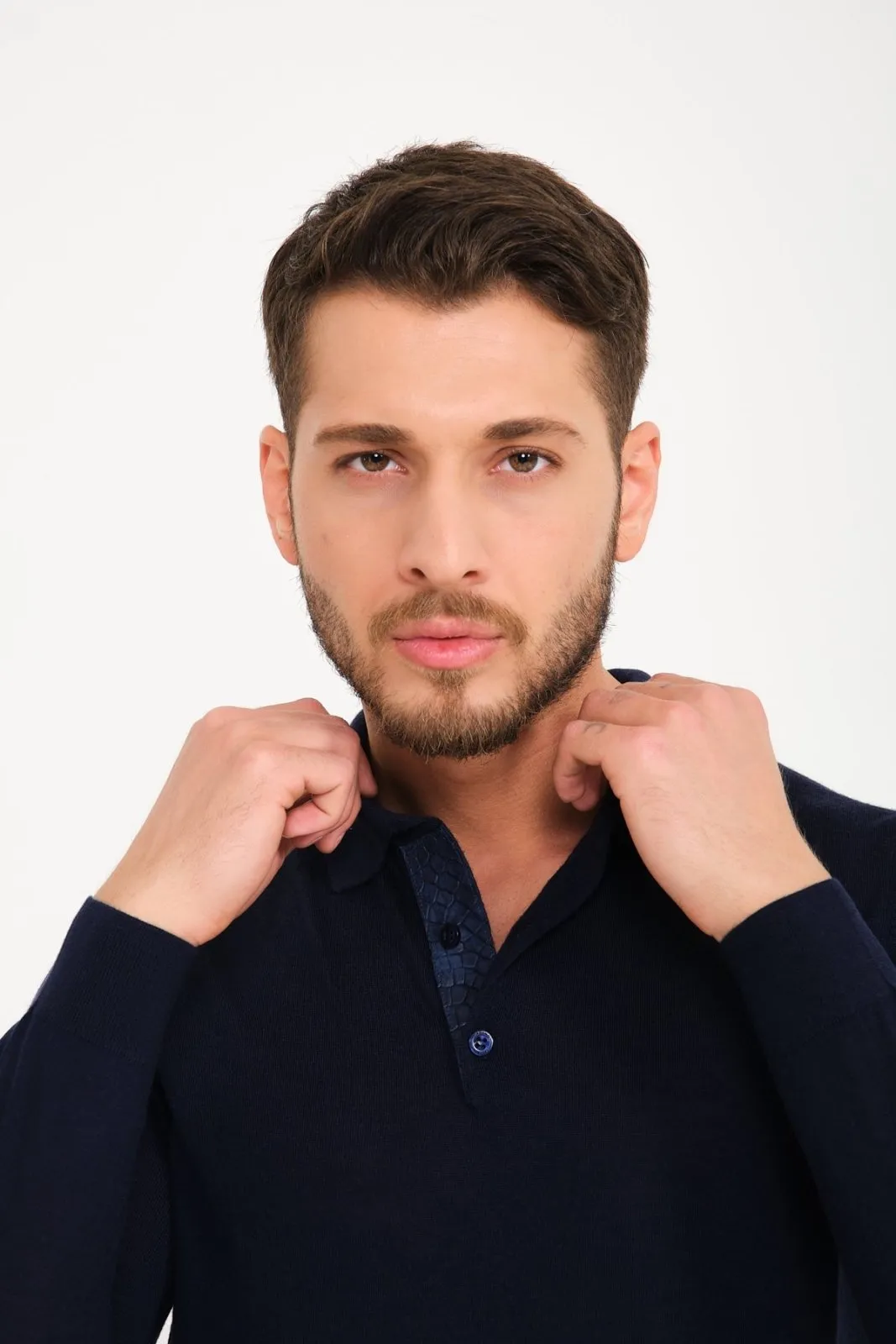 Dark Blue Polo Wool Shirt