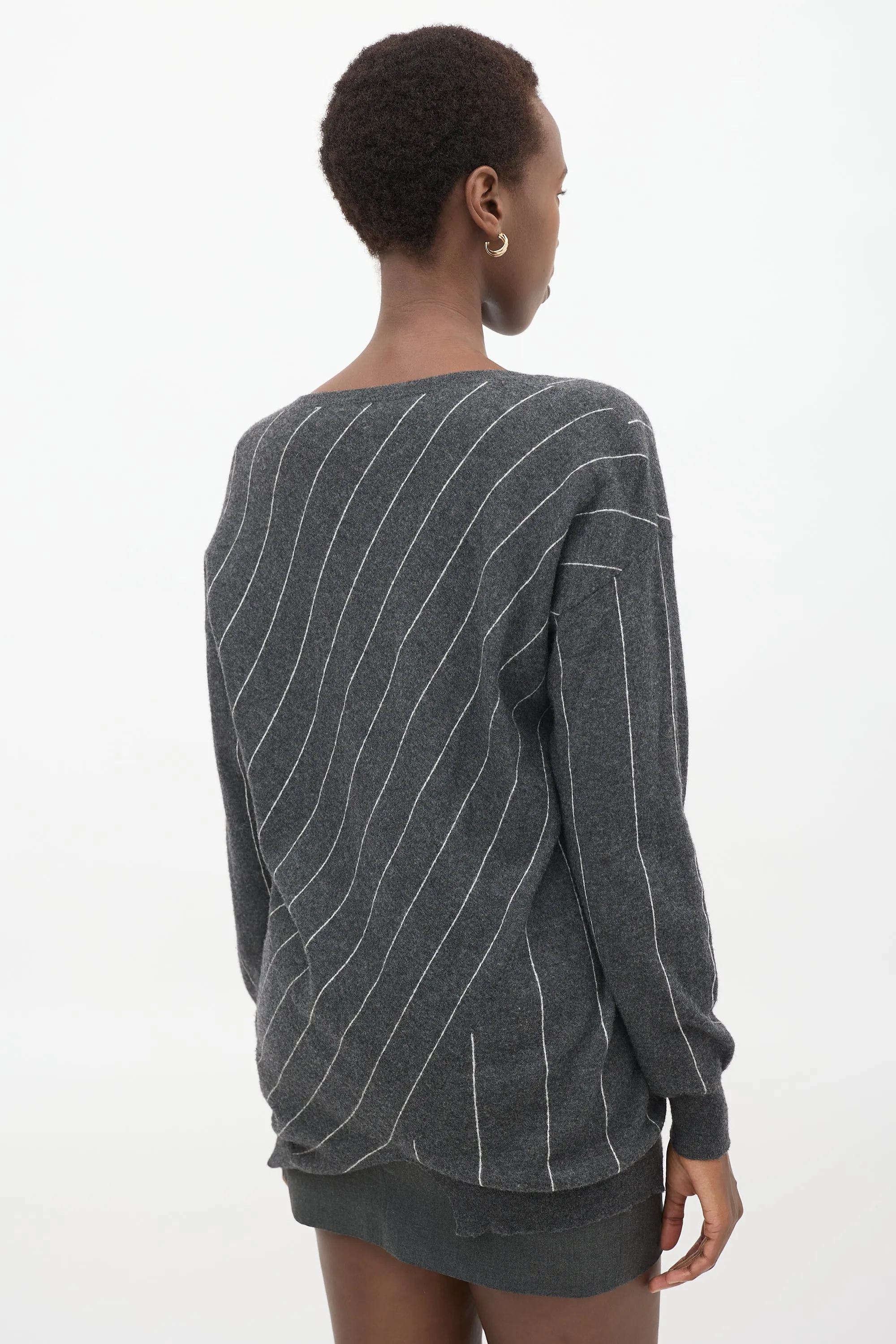 Dark Grey & White Striped Sweater