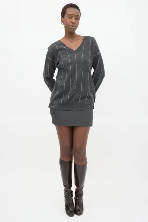 Dark Grey & White Striped Sweater
