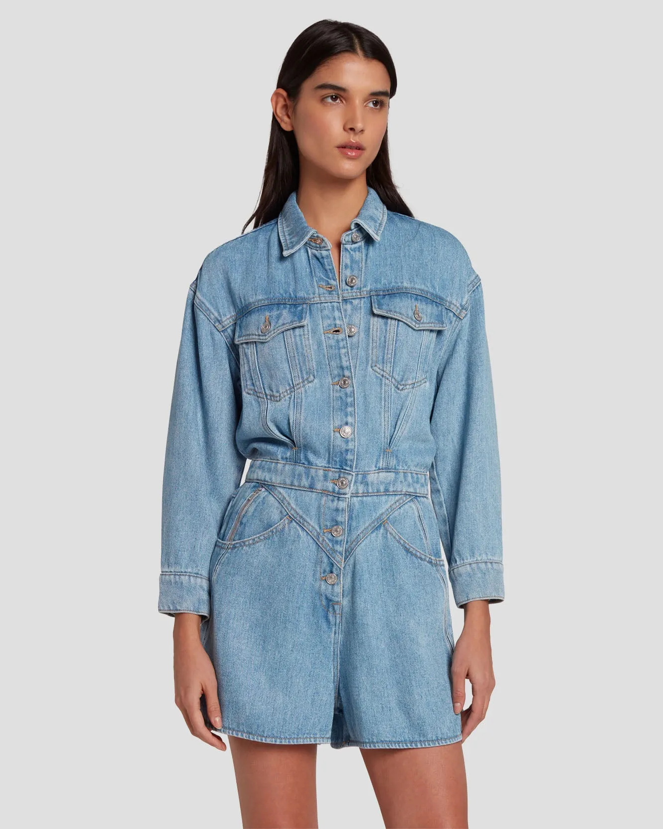 Denim Lustre Shortall in Volcan Blue