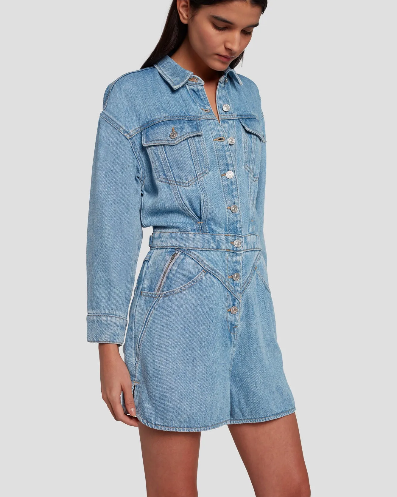 Denim Lustre Shortall in Volcan Blue