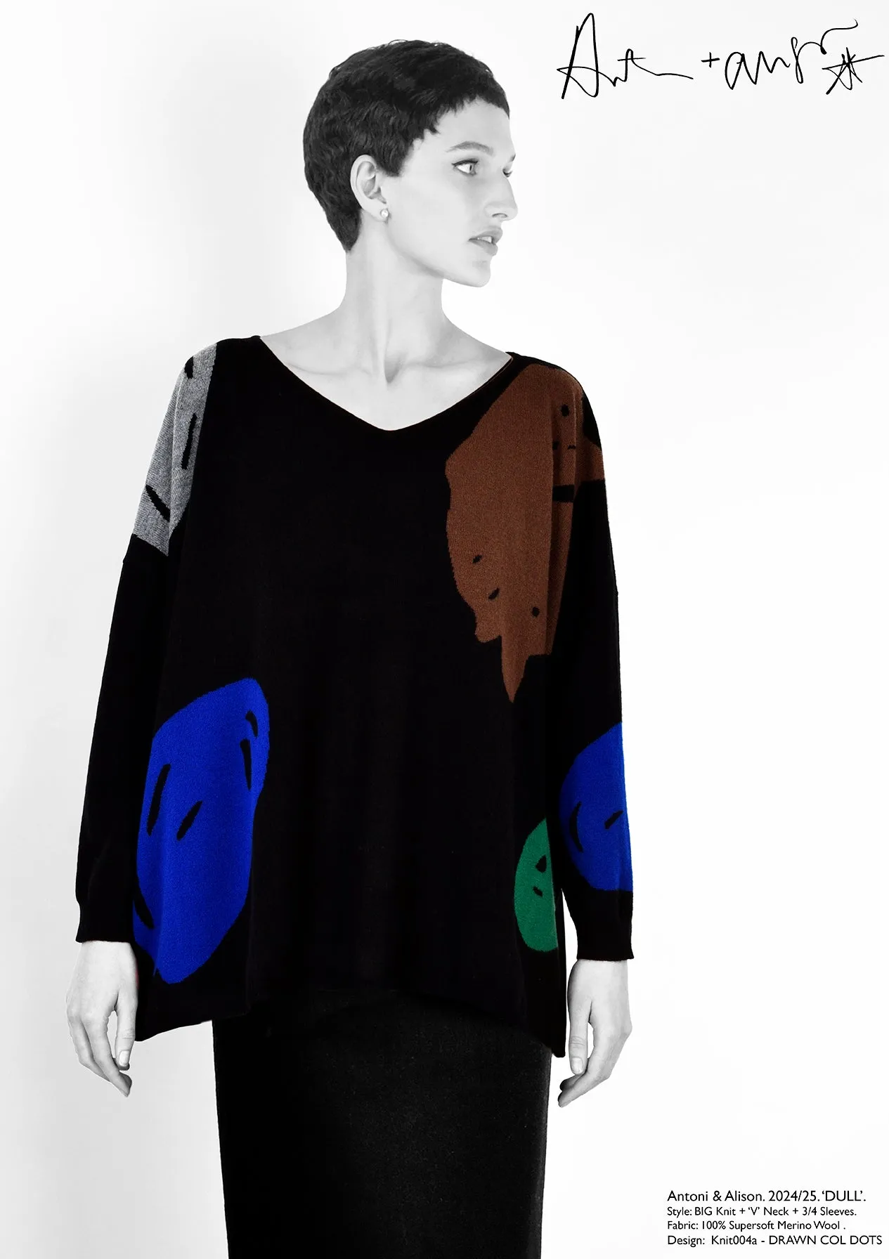 DRAWN COLOURED DOTS Knit