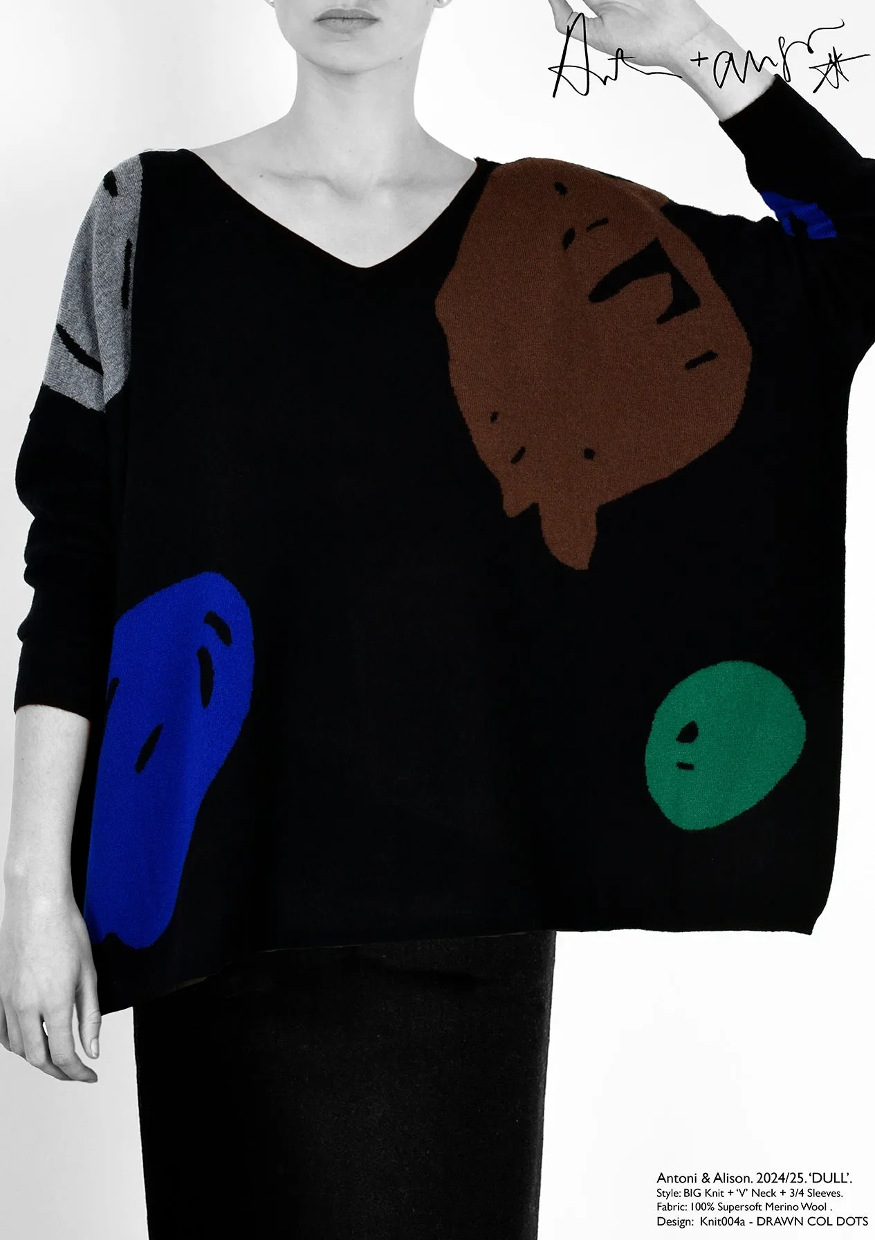 DRAWN COLOURED DOTS Knit