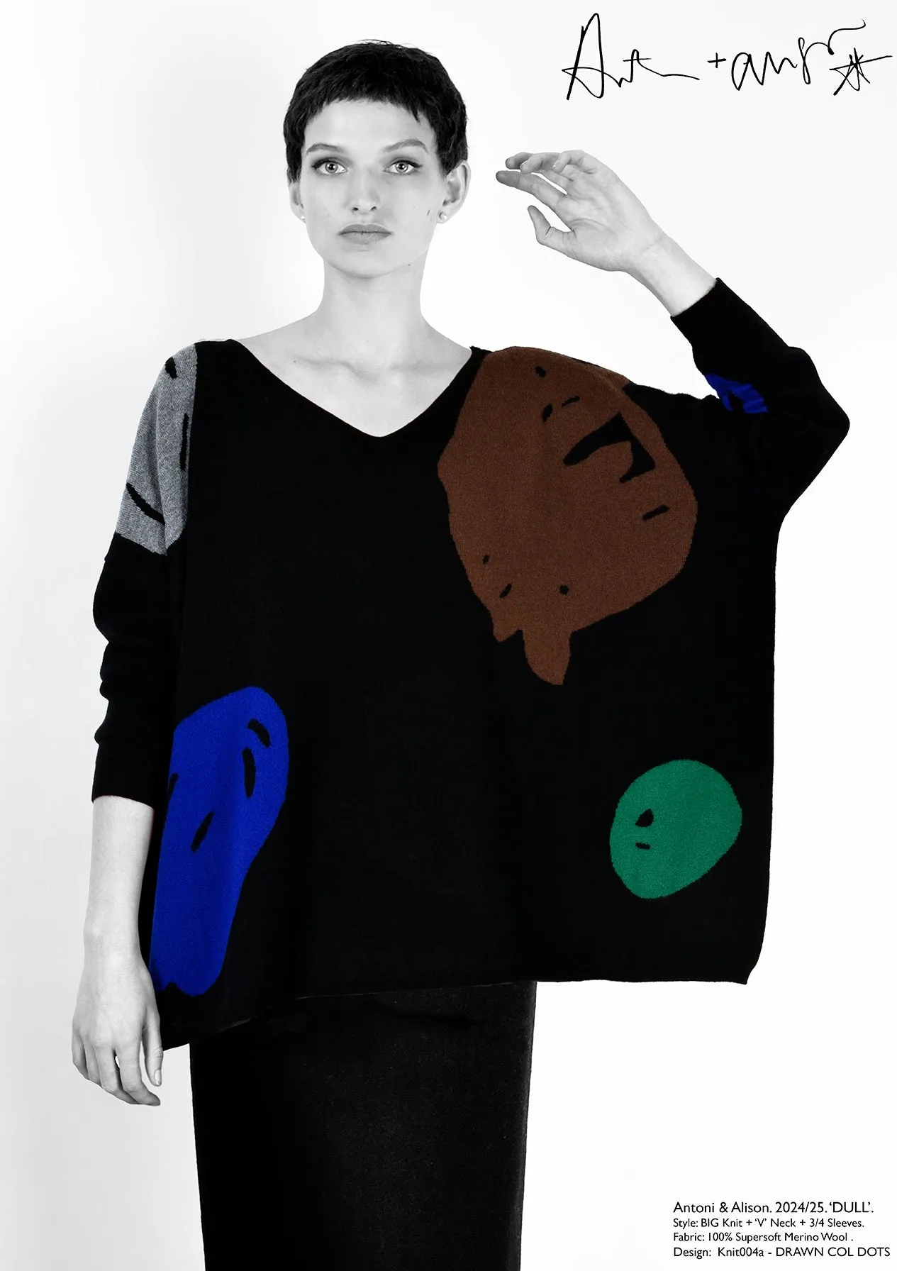 DRAWN COLOURED DOTS Knit