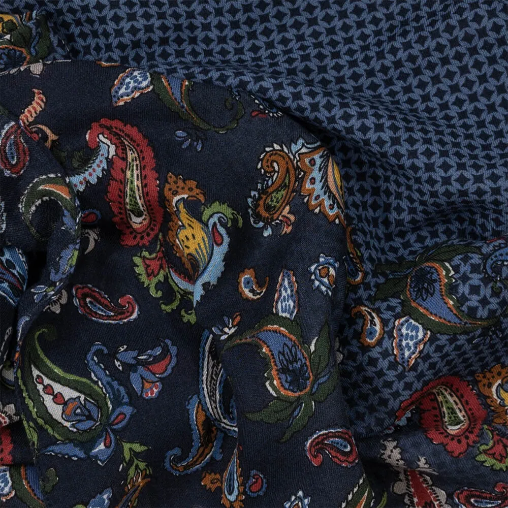 Fulgora Blue Paisley Italian Wool Scarf