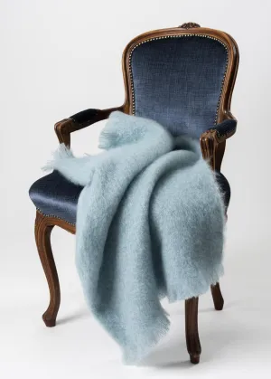 Glacier Blue Mohair Chair Throw