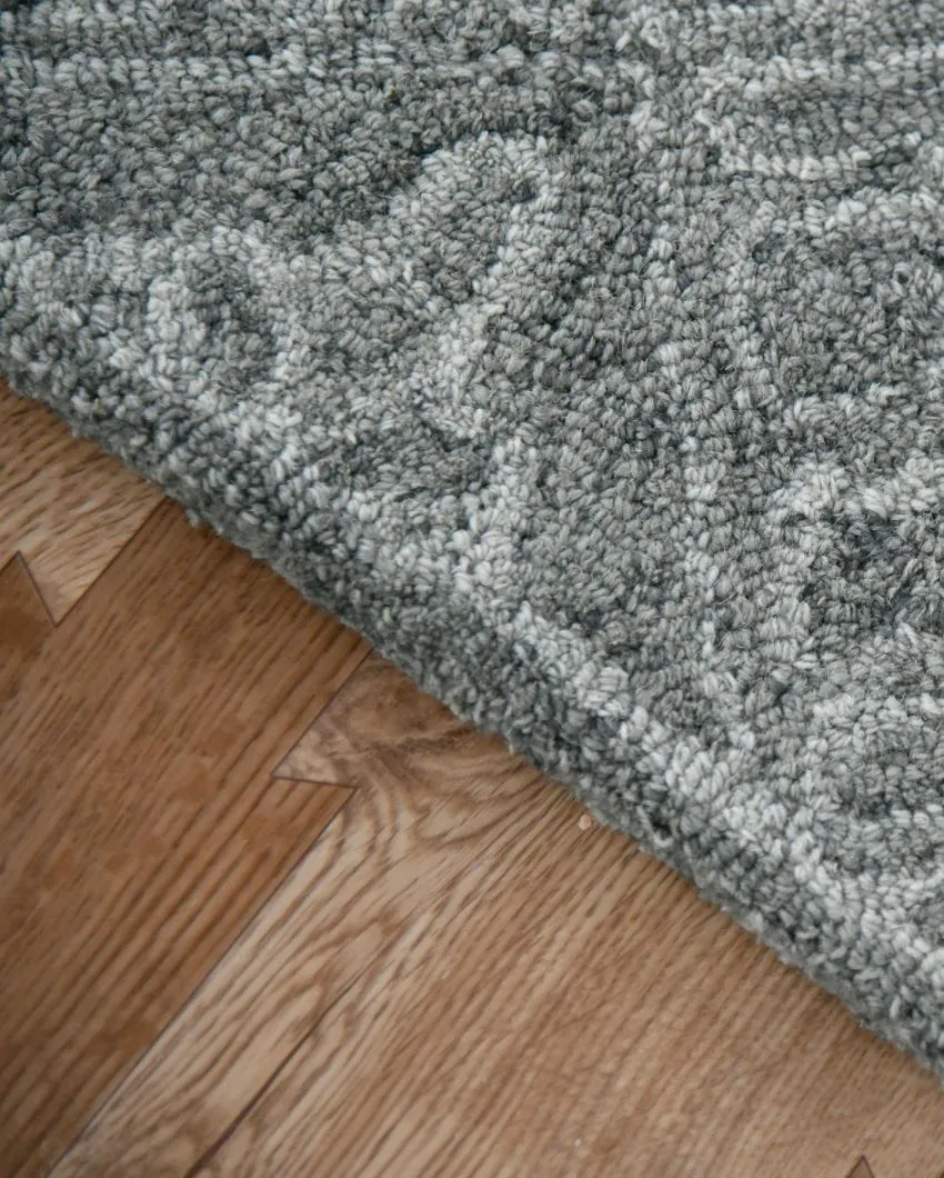 Graphite Wool Geometric Pattern Hand-Tufted Rug Carpet
