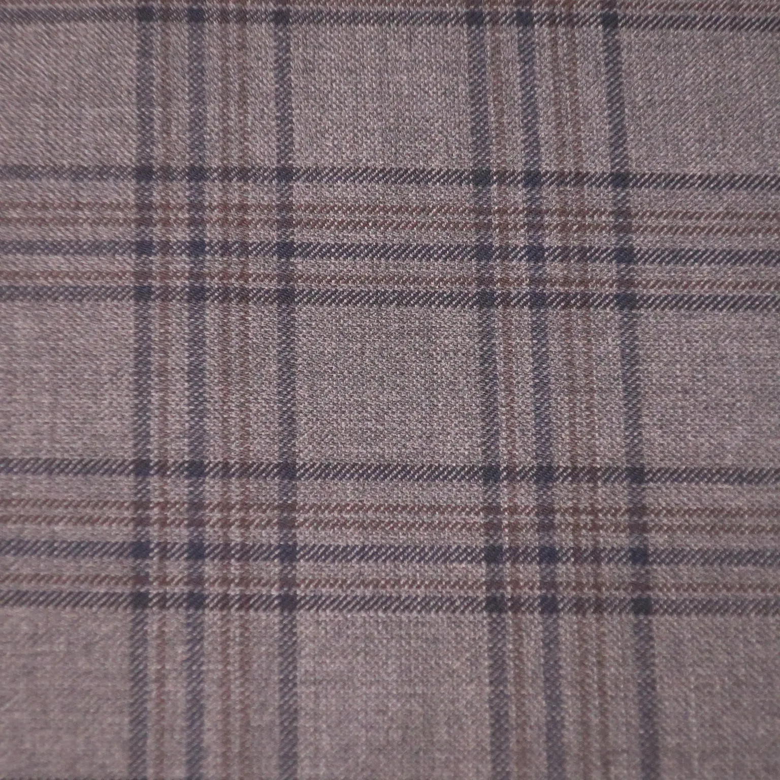 Gray Plaid Superfine Wool Loro Piana Fabric