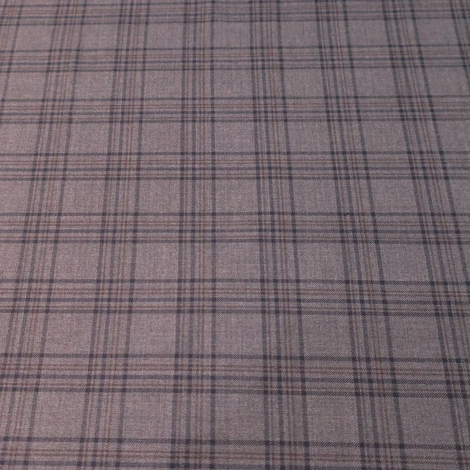Gray Plaid Superfine Wool Loro Piana Fabric