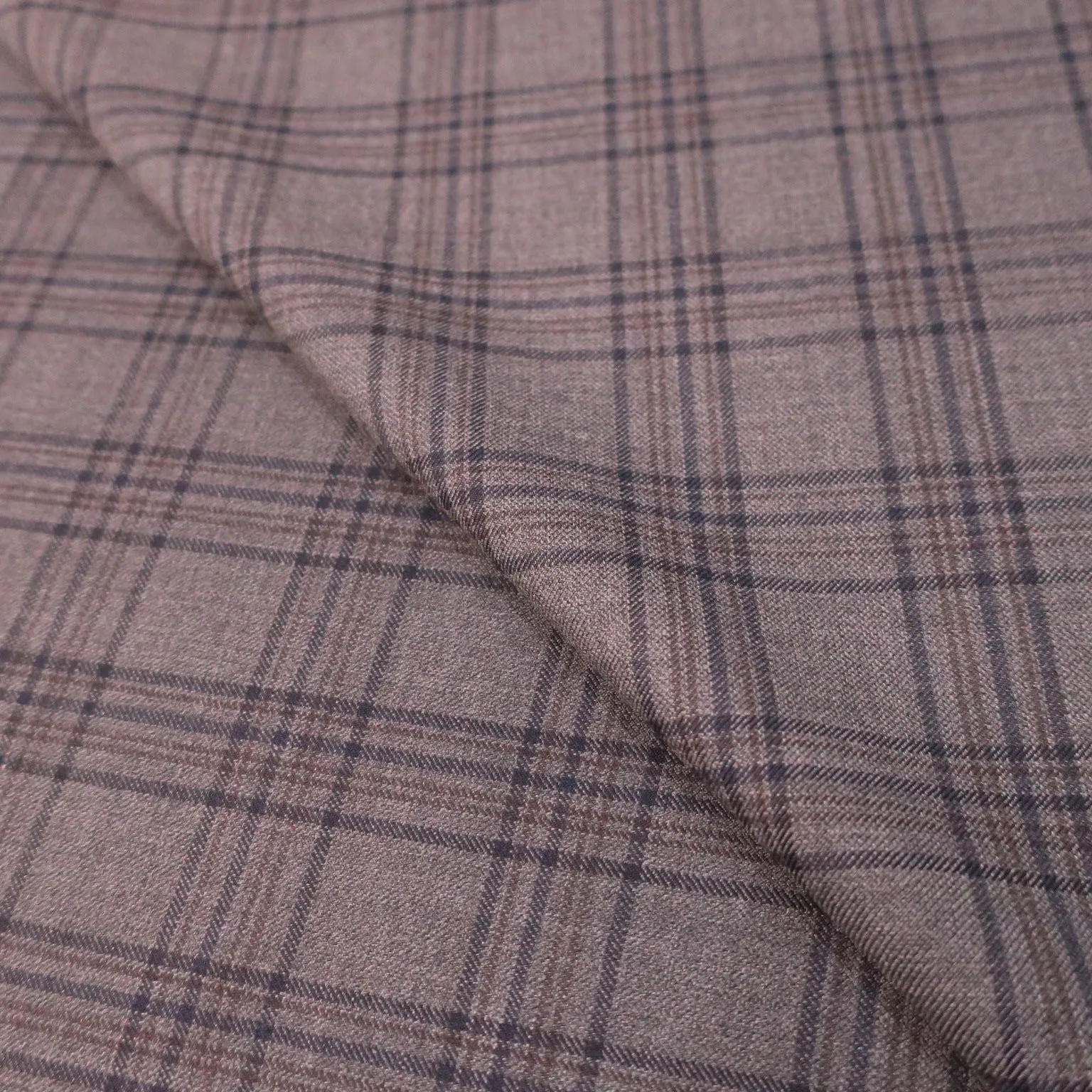 Gray Plaid Superfine Wool Loro Piana Fabric
