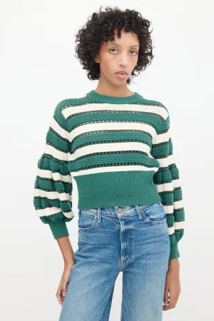 Greey & Multicolour Striped Cut Out Sweater