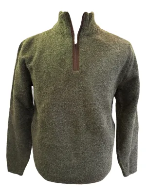 Hagen Wool Blend Boucle 1/4 Zip Olive