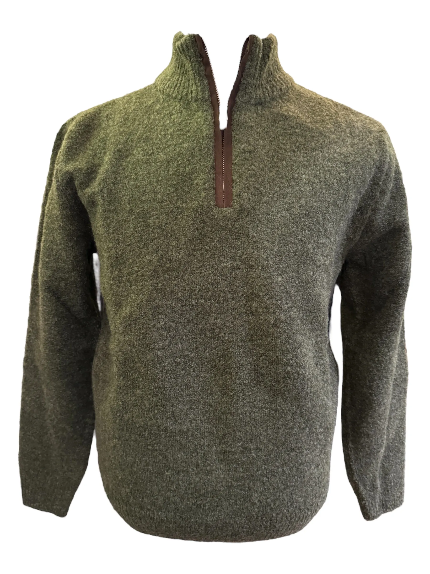 Hagen Wool Blend Boucle 1/4 Zip Olive