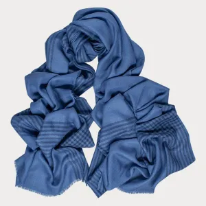 Harley Blue on Blue Silk and Wool Scarf