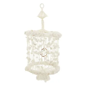 Huge White Macrame Hanging Birdcage