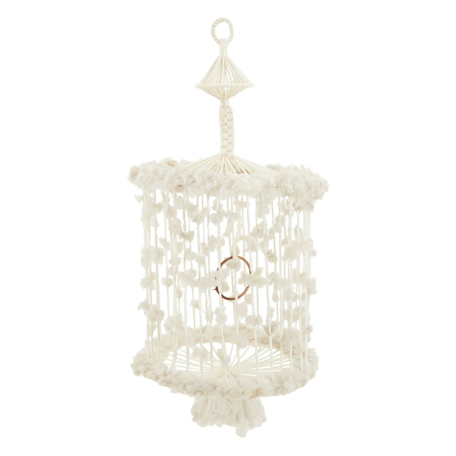 Huge White Macrame Hanging Birdcage
