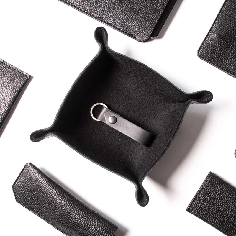 Leather Catch-all Tray - Black and Black