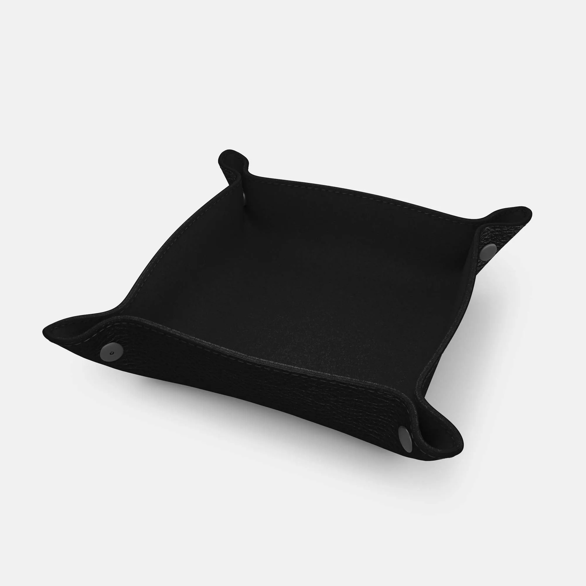 Leather Catch-all Tray - Black and Black