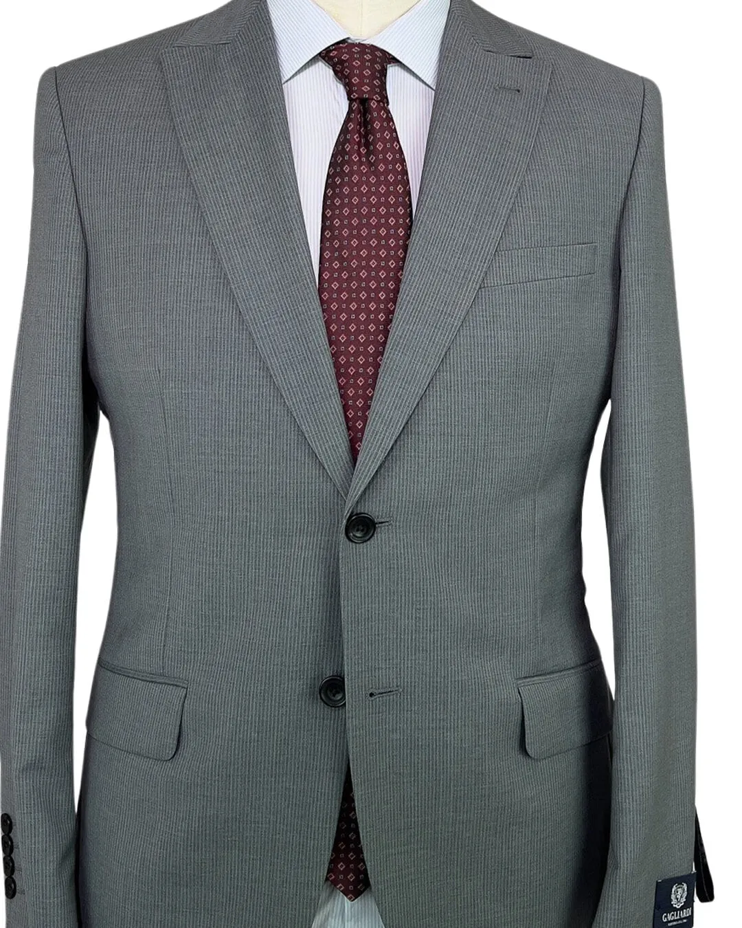 Light Grey Striped Two Piece Suit