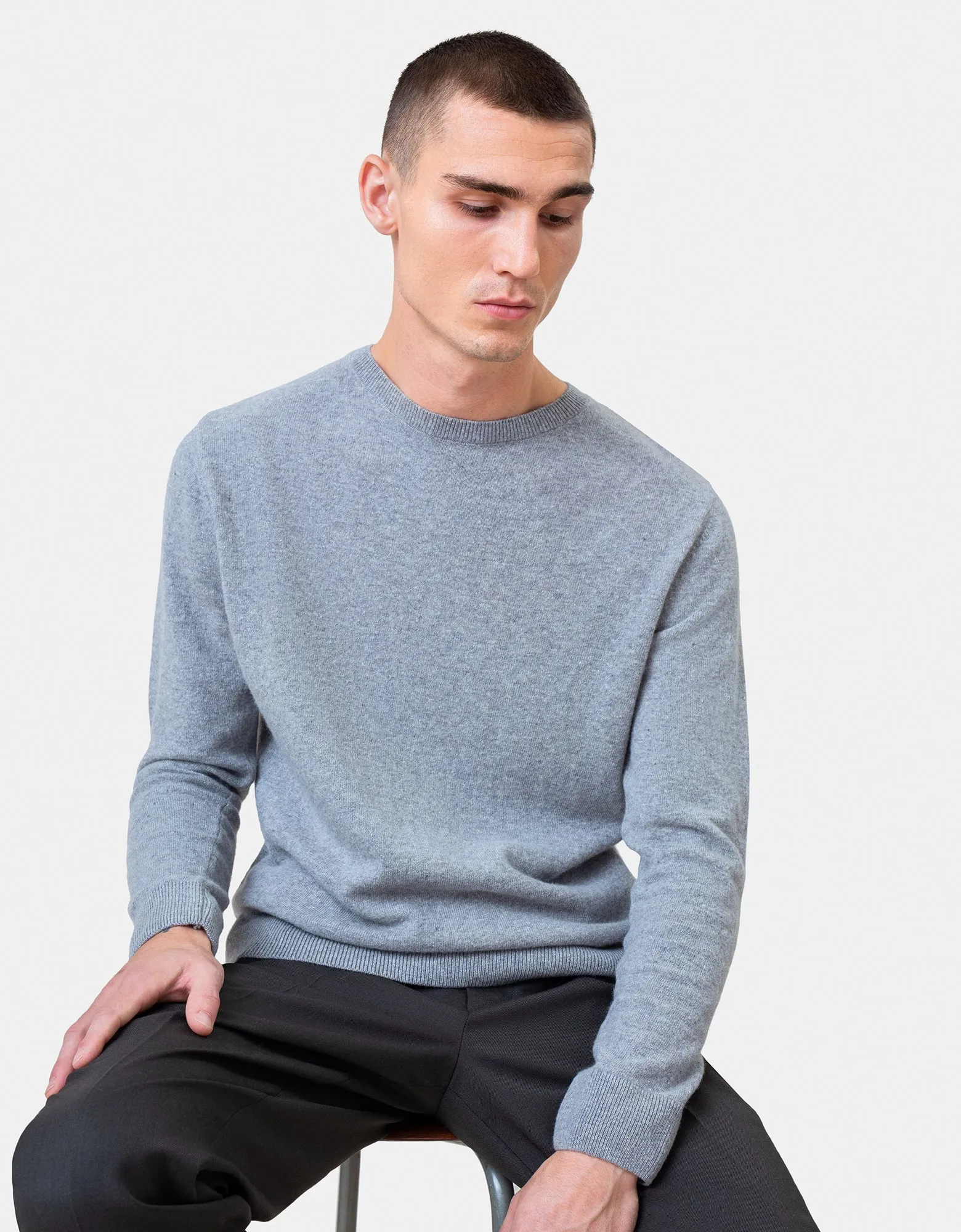 Light Merino Wool Crew - Faded Pink