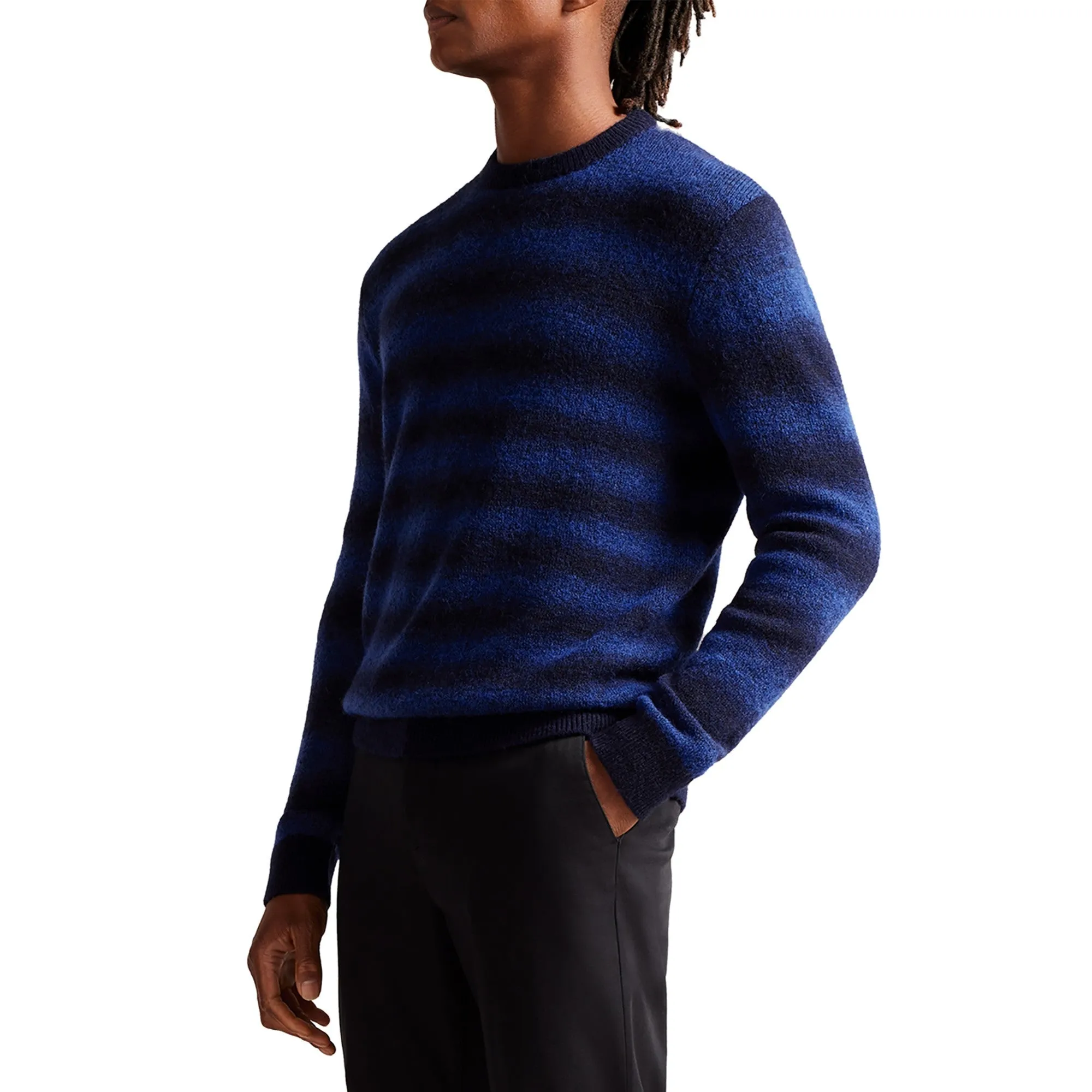 Men Mmk-Abulti-Ls Regular Striped Crew Neck - Blue