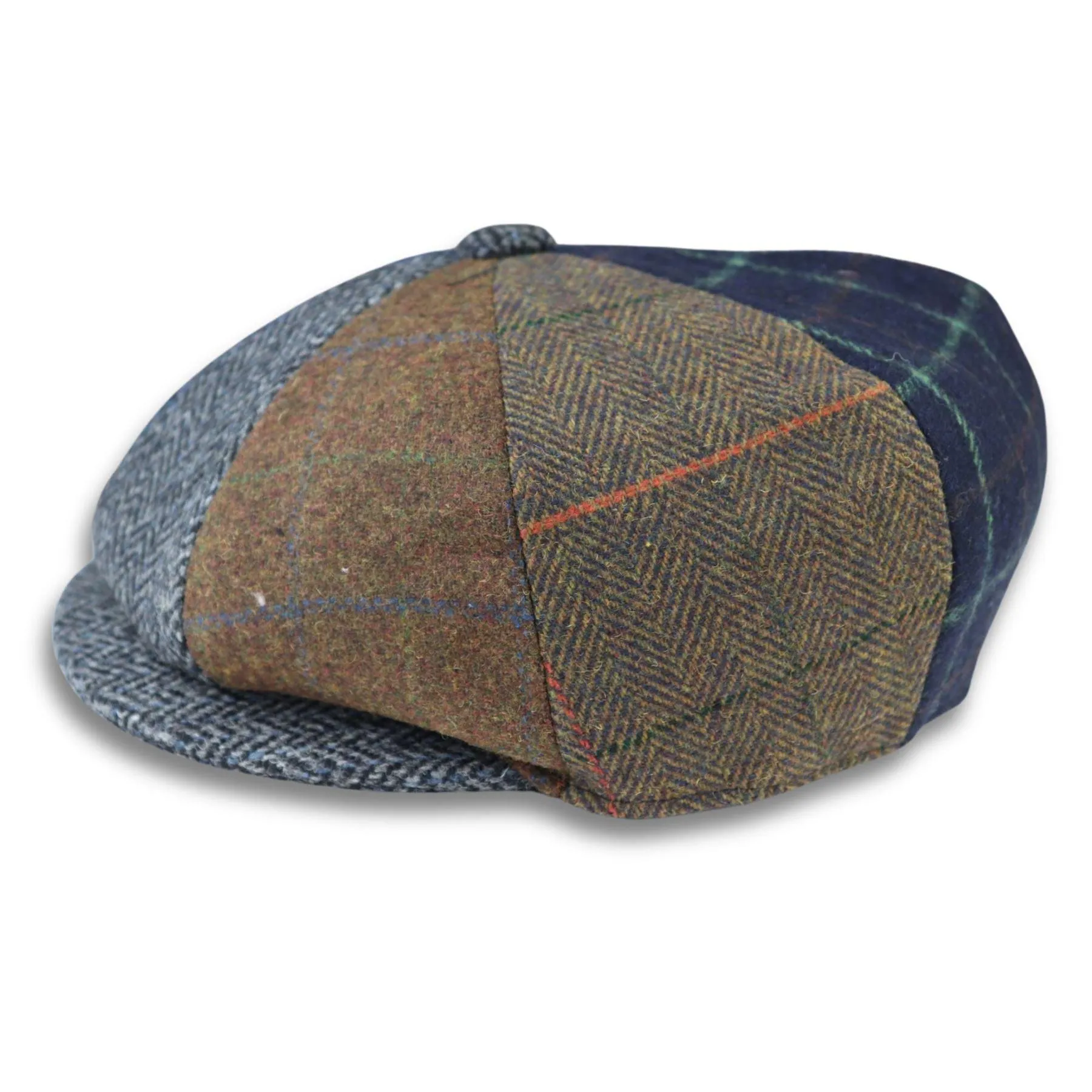 Men's Flat Cap Wool Blend Tweed Patch Newsboy Baker Boy 8 Panel Hat